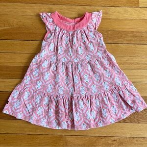 Tea Collection Coral Pink Tribal Print Colorful Cotton Tiered Twirl Dress Size 2